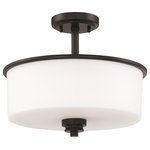 Craftmade - Craftmade Bolden 2 Light Semi Flush/Pendant, Black/Frosted - Bold clean lines and gentle curves offer an elegant feel to your home. White frosted glass shades compliment the graceful shapes of the Bolden collection setting the stage for a look that is luxurious and effortless.