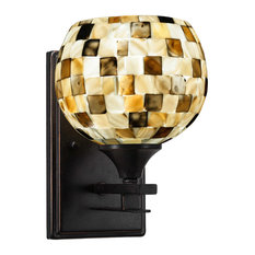 Uptowne 1 Light Wall Sconce, Dark Granite Finish, 5" Sea Mist Seashell Glass