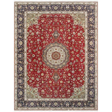 Pasargad Baku Collection Hand-Knotted Silk and Wool Area Rug, 9'10"x13'2"