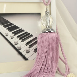 5 Colors QYM21 Polyester and Acrylic Curtain Tassel Tie Backs in Pink Color - Window Treatment Accessories