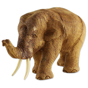 NOVICA Elephant Gait And Teak Wood Sculpture