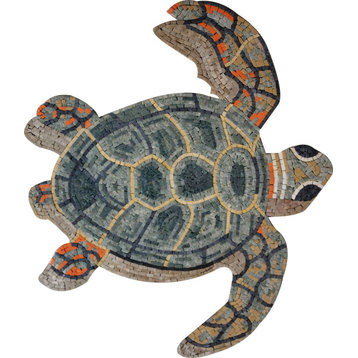 Sea Turtle Marble Mosaic, 24" X 28"