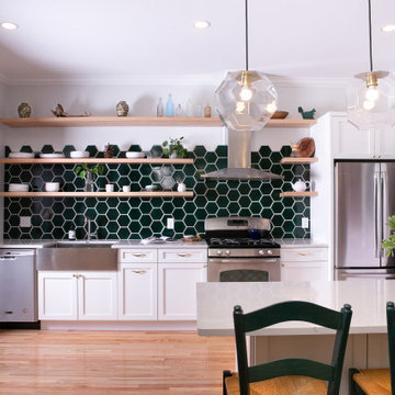 Evergreen Hexagon Kitchen Backsplash