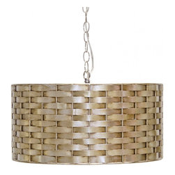 Worlds Away Craig Silver Leafed Basketweave Pendant  Lighting - Pendant Lighting