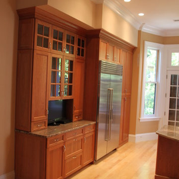 Transitional cherry wood kitchen in Boston