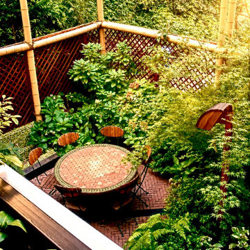 Vue du balcon par une lumière de fin de journée.