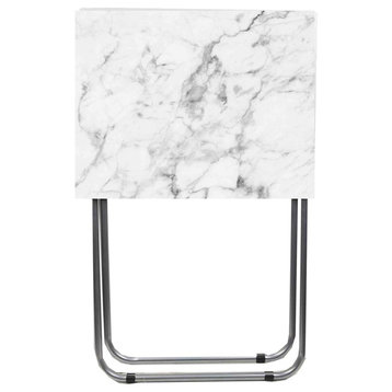 Marble Multi-Purpose Foldable Table, Gray/White