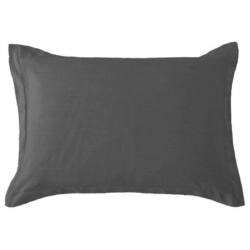 Hera Washed Linen Tailored Dutch Euro Pillow, 27"x39", Slate, 1 Piece