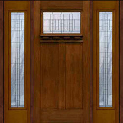 Prehung Sidelites Door 80 Fiberglass Prairie Craftsman 2 Panel Glass - Front Doors