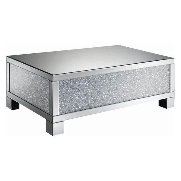 Stonecroft Furniture 49" Mirrored Accent Coffee Table, Silver