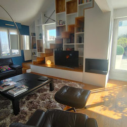Escalier sur-mesure avec biblioth&egrave;que - Bookcases