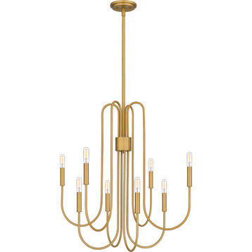 Quoizel Cabry Eight Light Chandelier, Brushed Weathered Brass
