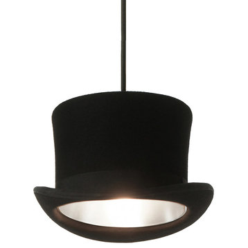 Innermost Modern Wooster Pendant Light, Black Felt Hat