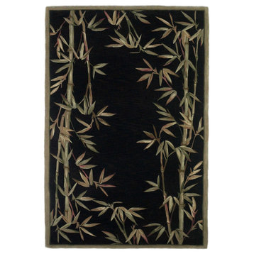 8' X 11'  Wool Black And Bamboo Area Rug