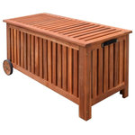 vidaXL - vidaXL Outdoor Storage Deck Box Chest for Patio Cushions Garden Tools Solid Wood - This wooden cushion box will be an ideal storage solution for cushions, pillows, extra blankets, or other knick-knacks in your garden, or on the patio or terrace. Thanks to its high-quality, oil-finished wood, the cushion box is easy to clean, hard-wearing and suitable for daily use. The water-resistant oil finish and an inner water resistant bag protect your items from moisture. It is designed with 2 wheels and a handle on the one side for easy transport and carrying. This handy and versatile storage box will make a great addition any indoor or patio living space!