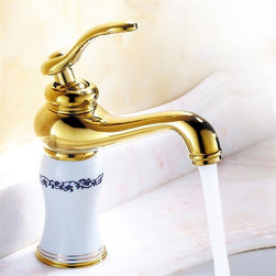 Orleans Single Handle Gold Finish Bathroom Sink Faucet - Bathroom Sink Faucets