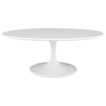 Modway Lippa 42" Oval-Shaped Wood Top Coffee Table, White