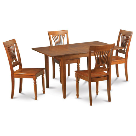 5-Piece Kitchen Dining Set, Table With Leaf and 4 Kitchen Chairs