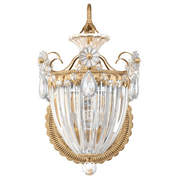 Schonbek 1240-26S, 1 Light Crystal Sconce In French Gold