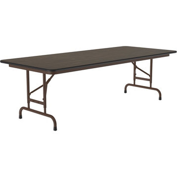 Correll 22-32"H Adjustable Height Wood Melamine Top Folding Table in Walnut