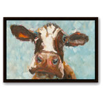 DDCG - Curious Cow 1 Canvas Wall Art, 16"x24", Framed - This canvas print features painterly brush strokes and whimsical colors. The wall art is printed on professional grade tightly woven canvas with a durable construction, finished backing, and is built ready to hang. The result is a remarkable piece of wall art that will add elegance and style to any room.