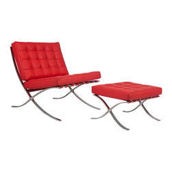 Catalunya Chair & Ottoman Red - Armchairs And Accent Chairs