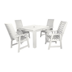 Highwood USA - Weatherly 5-Piece Square Dining Set, White - Outdoor Dining Sets