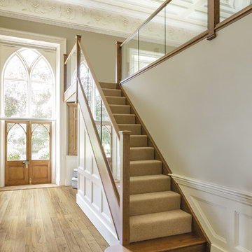 Dark Oak In-Line Glass Staircase