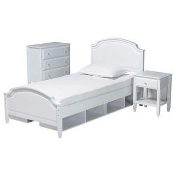 Attlee White Bedroom Set, Twin, 3-Piece Set