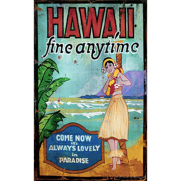 Vintage Beach Signs Hawaii Large, 20x32