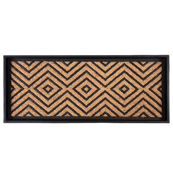34.5"x14"x1.5" Rubber Boot Tray With Diamond Coir and Rubber Insert