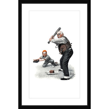 "Gramps at the Plate" Framed Art Print by Norman Rockwell