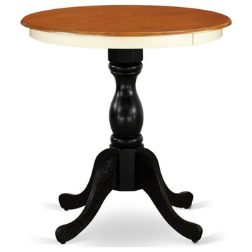EST-WBL-TP Round Small Kitchen Table - Buttermilk Top & Black Pedestal
