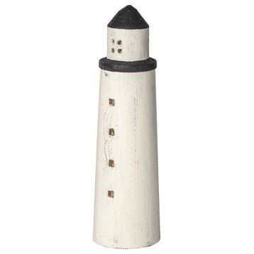 Abner, Large, 4Lx4W White Wooden Coastal Lighthouse