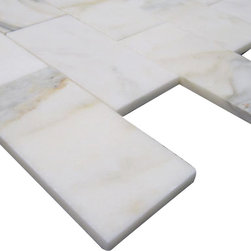 Honed Calacatta Gold Italian Marble 3x6 Subway Tiles - Home Accessories & Decor