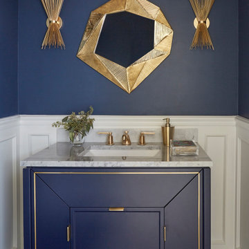Blue and Gold Powder Room