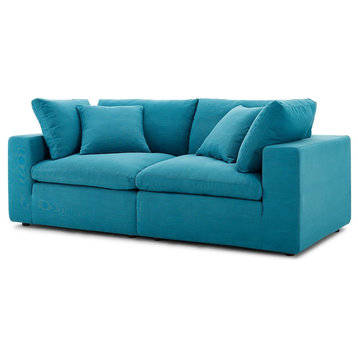 Modern Contemporary Urban Living Sofa Set, Aqua Blue