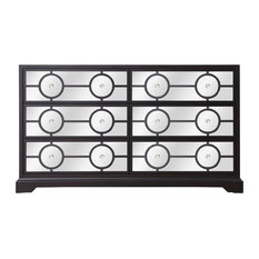 60 Inch Table Dressers Houzz Elegant Decor 60 Mirrored Six Drawer Cabinet Dark Walnut