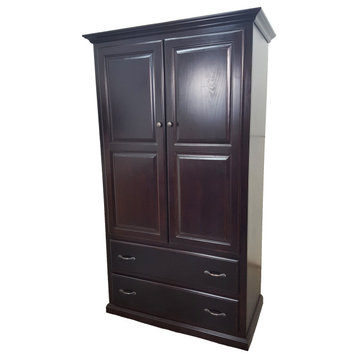 Double Wide Traditional Wardrobe, Concord Cherry, With Clothes Rod