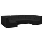 Meridian Furniture - Relax Velvet Upholstered 6-Piece U-Shaped Modular Sectional, Black - Bolster a contemporary vibe in your living room with this Relax black modular sectional. Soft black velvet upholstery offers delicate comfort, making this sectional cozy for anyone who sits in it. Biscuit tufting gives this sectional texture and a modern style, adding extra comfort and elegance to your living space. It's modular design allows you to create infinite configurations, making it a versatile piece to add to your home. A latch underneath the sectional makes it easy to attach to other pieces.