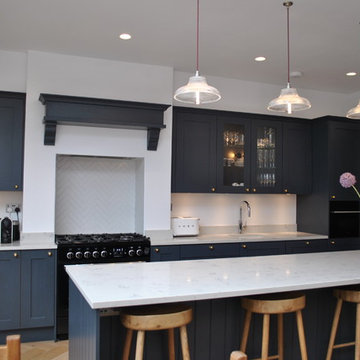 Modern shaker kitchen in dark grey blue