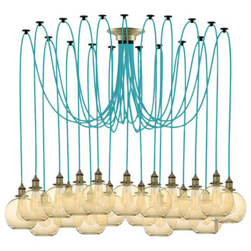 Large Turquoise And Glass Chandelier