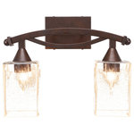 Toltec Lighting - Bow 2-Light Bath Bar, Black Copper Finish With 4" Clear Bubble Glass, Bronze - * The beauty of our entire product line is the opportunity to create a look all of your own, as we now offer over 40 glass shade choices, with most being available as an option on every lighting family. So, as you can see, your variations are limitless. It really doesn't matter if your project requires Traditional, Transitional, or Contemporary styling, as our fixtures will fit most any decor.