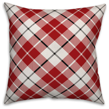 Red Farmhouse Plaid 20"x20" Indoor / Outdoor Throw Pillow