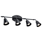Kichler - Kichler Sylvia 4-LT Rail Light 52129BK - Black - Flexible arms and sleek tapered shades give Sylvia rail lights a simple mid-century modern inspired style. With three finish choices and multiple adjustment options, you can create the look and lighting effect youâ€™re after.