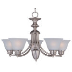 Maxim Lighting International - Malaga 5-Light Chandelier, Satin Nickel, Frosted - Shed some light on your next family gathering with the Malaga Chandelier. This 5-light chandelier is beautifully finished in oil rubbed bronze with frosted glass shades. Hang the Malaga Chandelier over your dining table for a classic look, or in your entryway to welcome guests to your home.