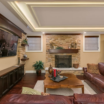 Basement Home Theater & Fireplace