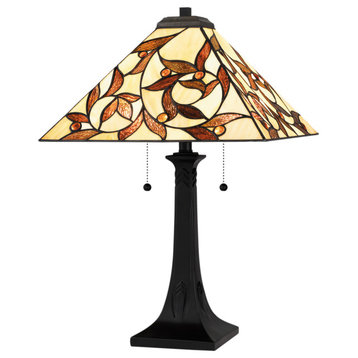Luxury Natural Tiffany Table Lamp, Matte Black, UQL7011
