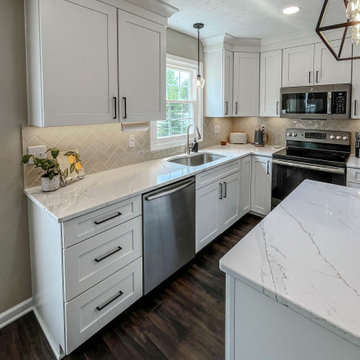 White and Green Kitchen and Coffee Bar