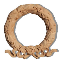 Inviting Home Inc. - Henderson Wreath Wood Carving, White Hardwood/Bass - Onlays And Appliques